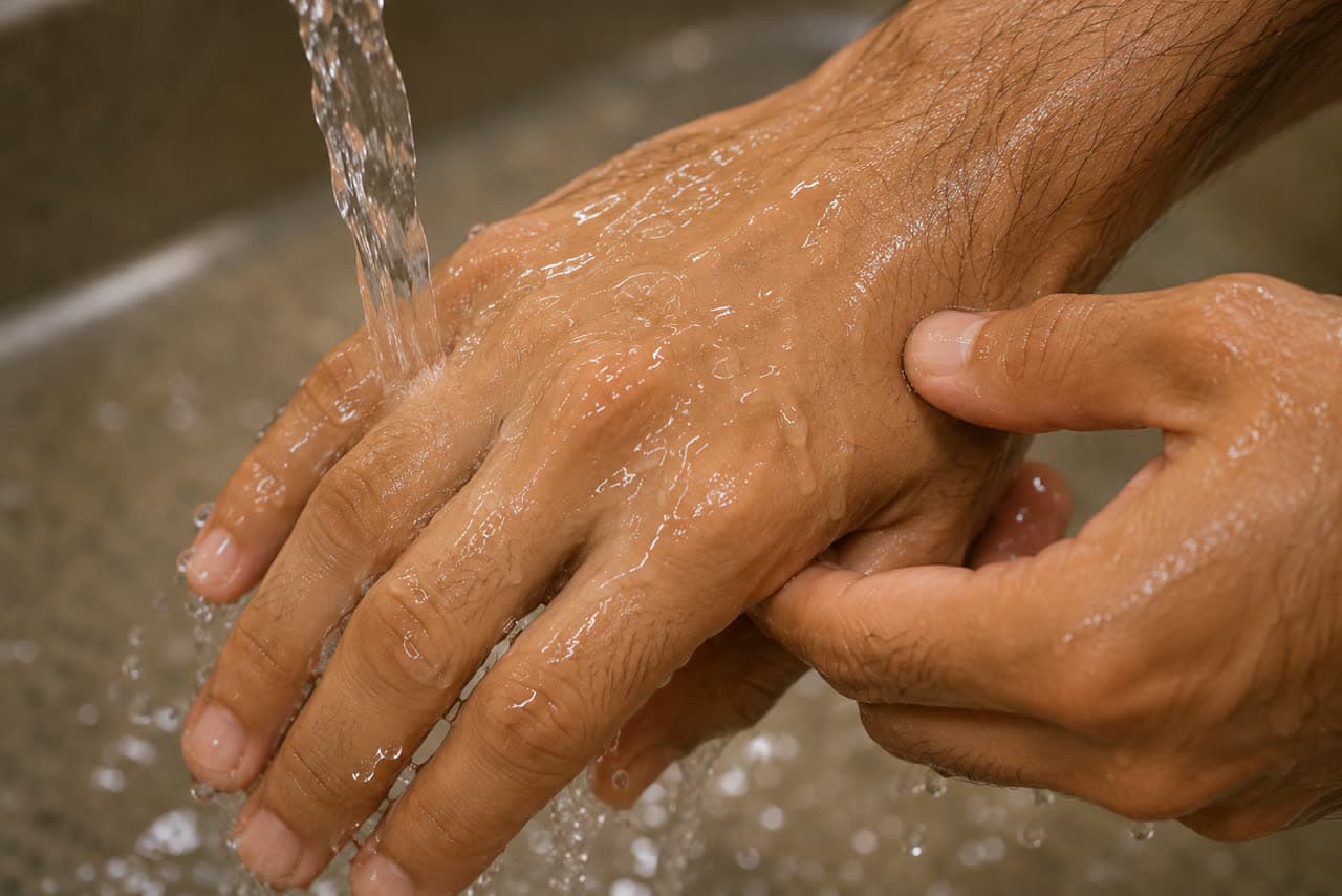 Wash your hands, three times