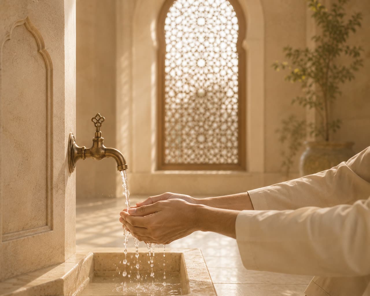 An ablution station, ready for water.